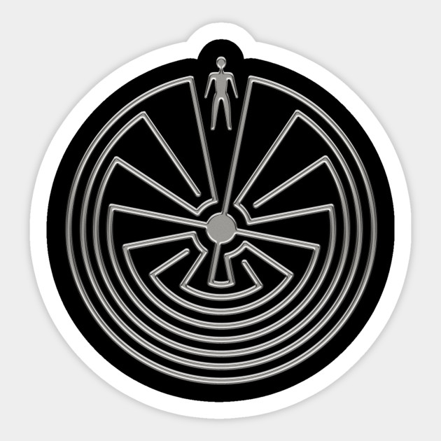 MAN IN THE MAZE - metal SILVER style Symbol